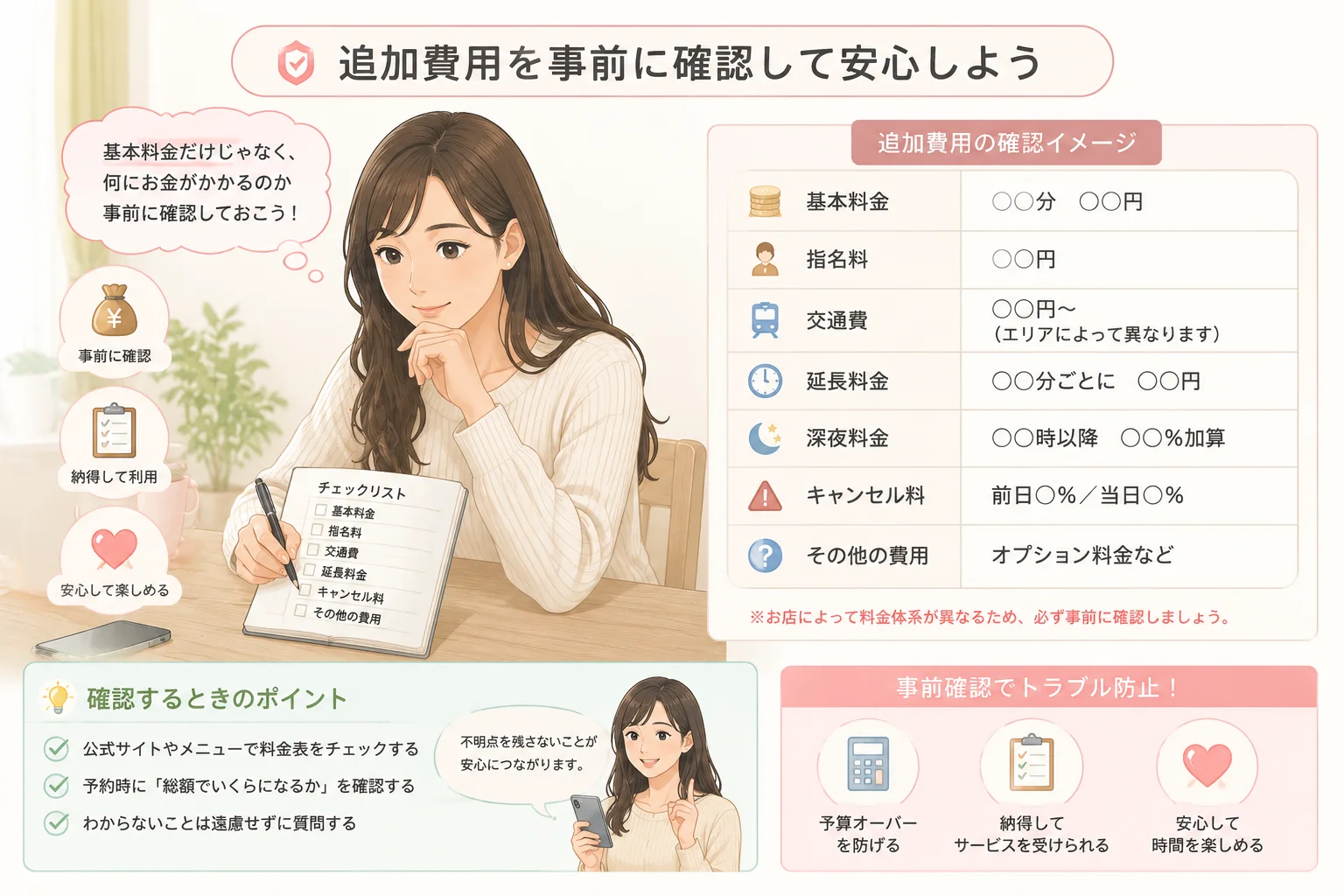 追加費用の確認イメージ