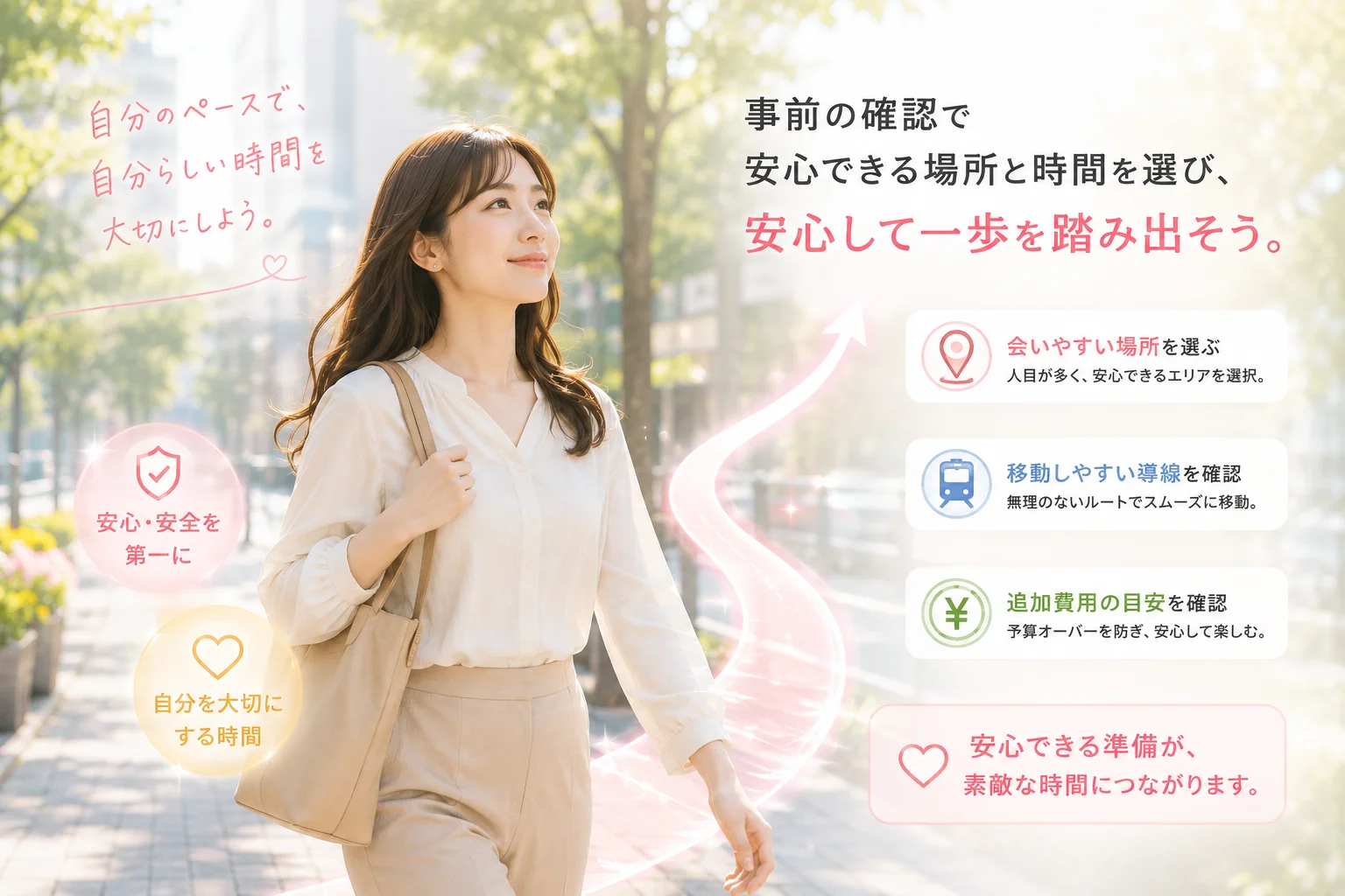 安心して一歩を踏み出すイメージ