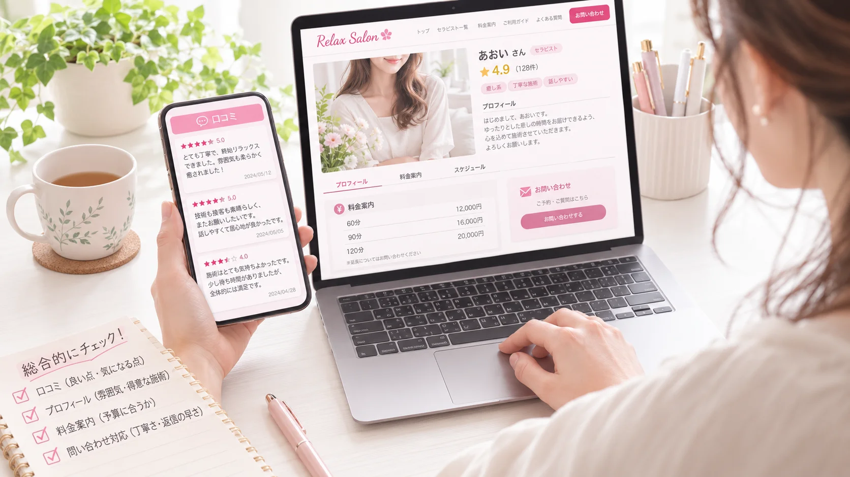 口コミ以外の情報も合わせて確認するイメージ